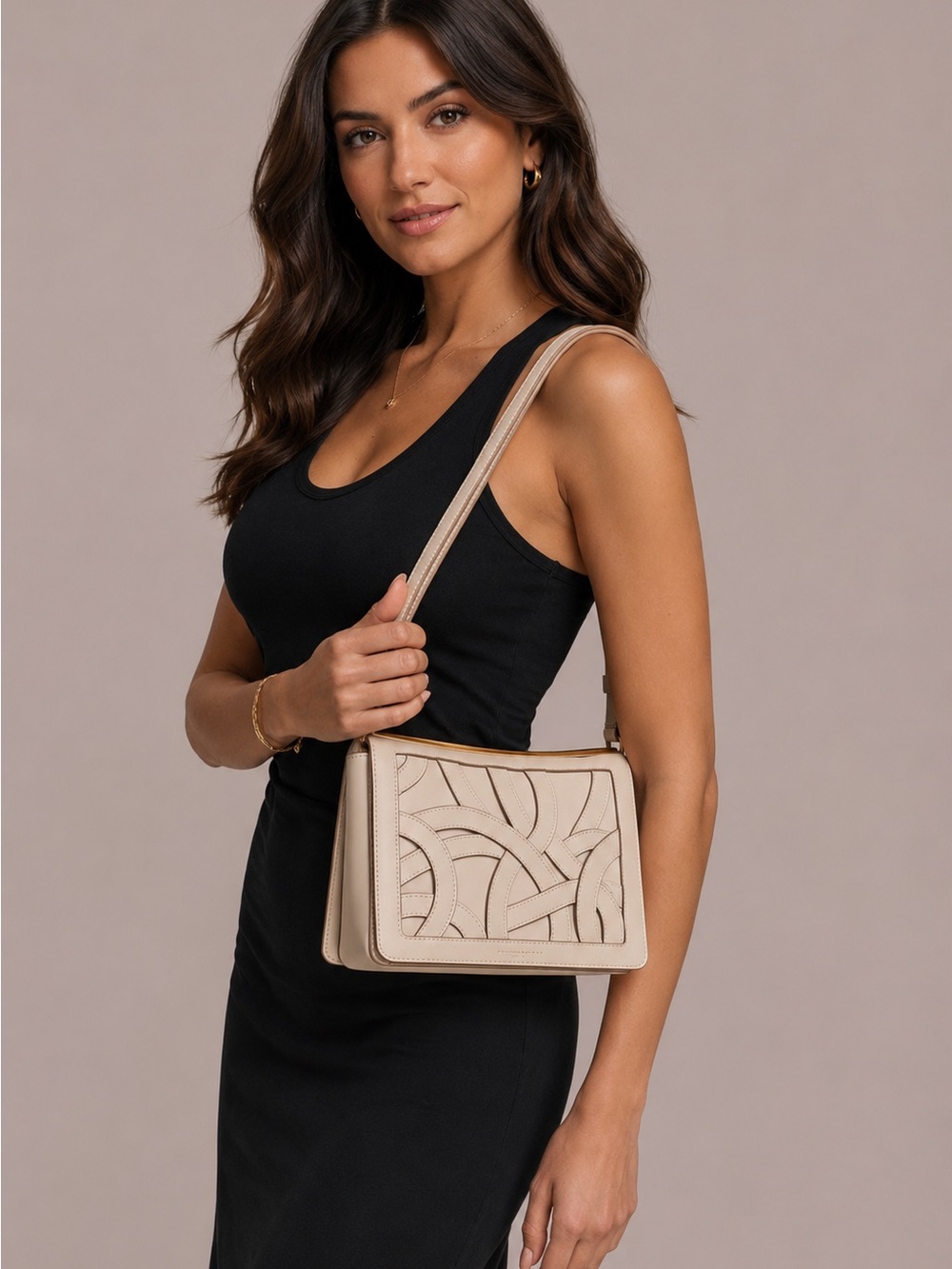 Donna Karan Jericho Sand Leather Shoulder Crossbody Bag NWT MSRP $278